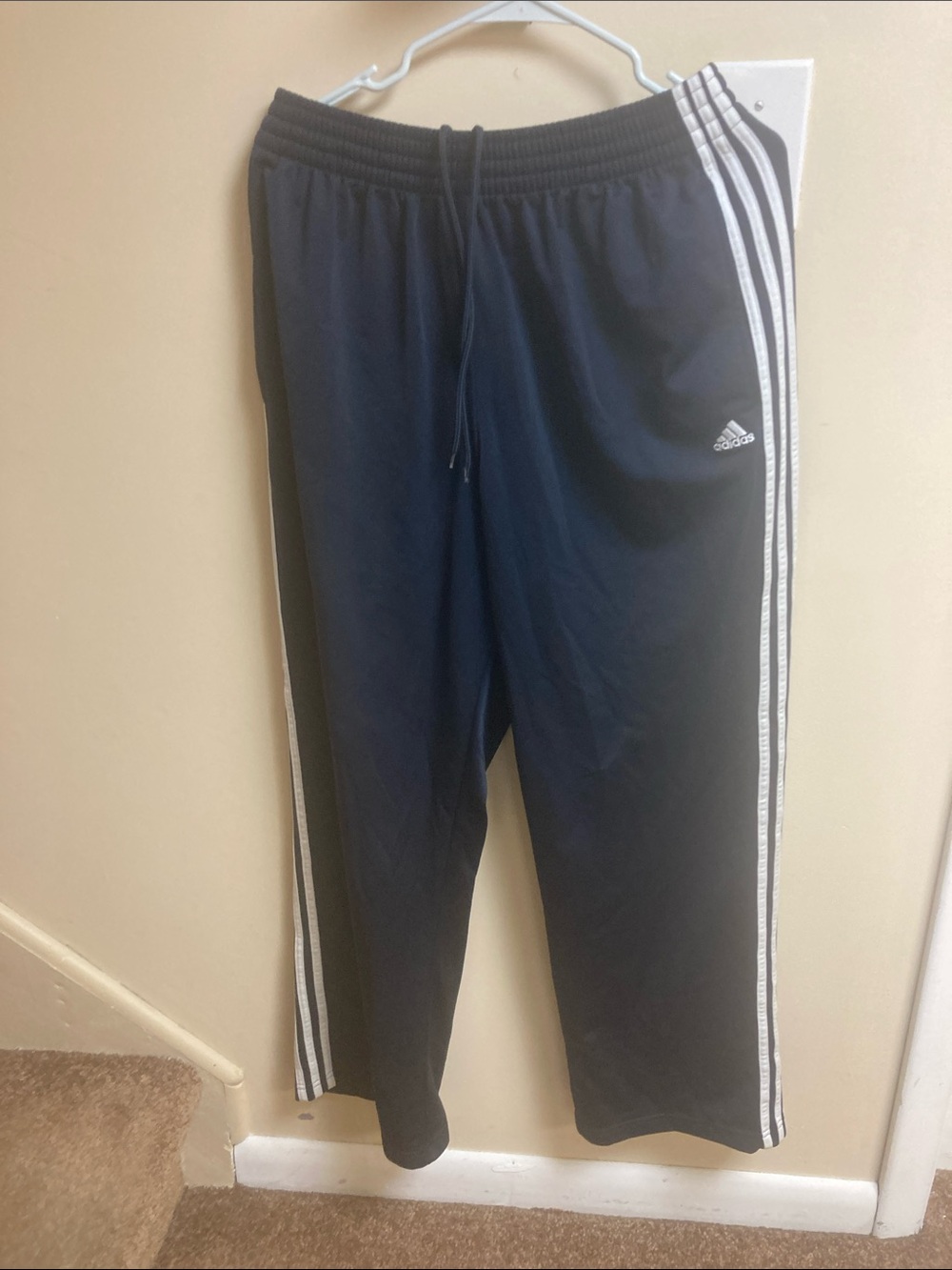 adidas Kids Navy Sweatpants with White Side Stripes